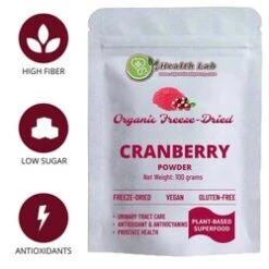Health Lab SUPERFOOD - Organic Cranberry Powder (Wild Cranberry Cold Pressed) Urinary Tract Care & Antioxidant Fixed Size